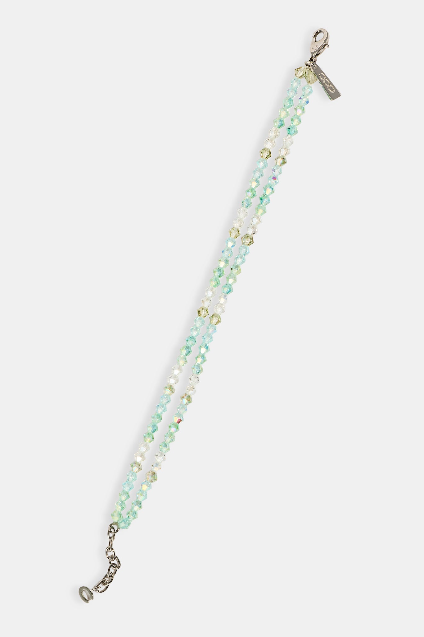 Green Double Layer Glass Bead Bracelet - 4mm - White